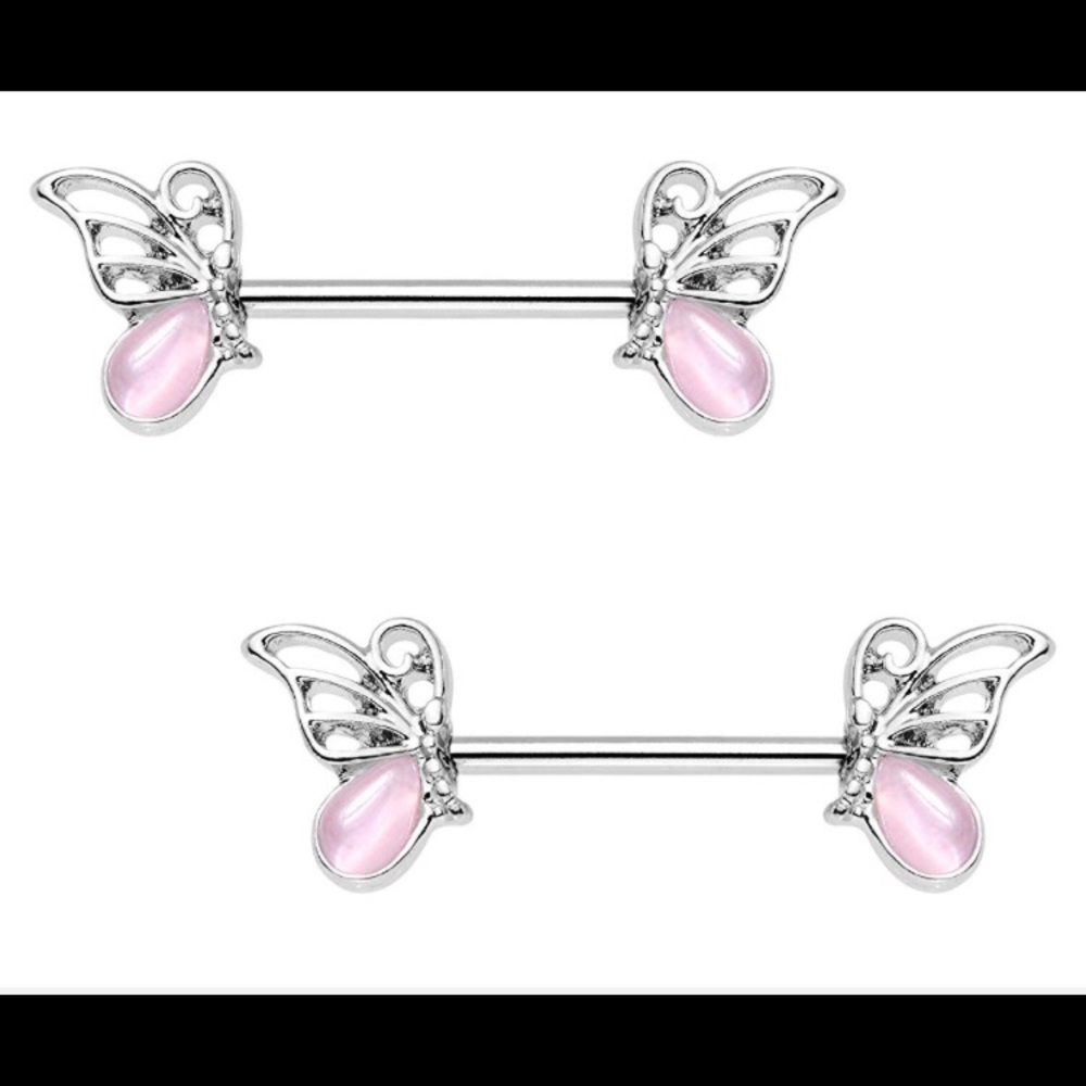 Body Candy pink butterfly 14G Nipple jewelry